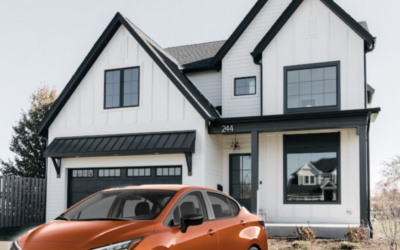 Orange Cars and Black and White Houses